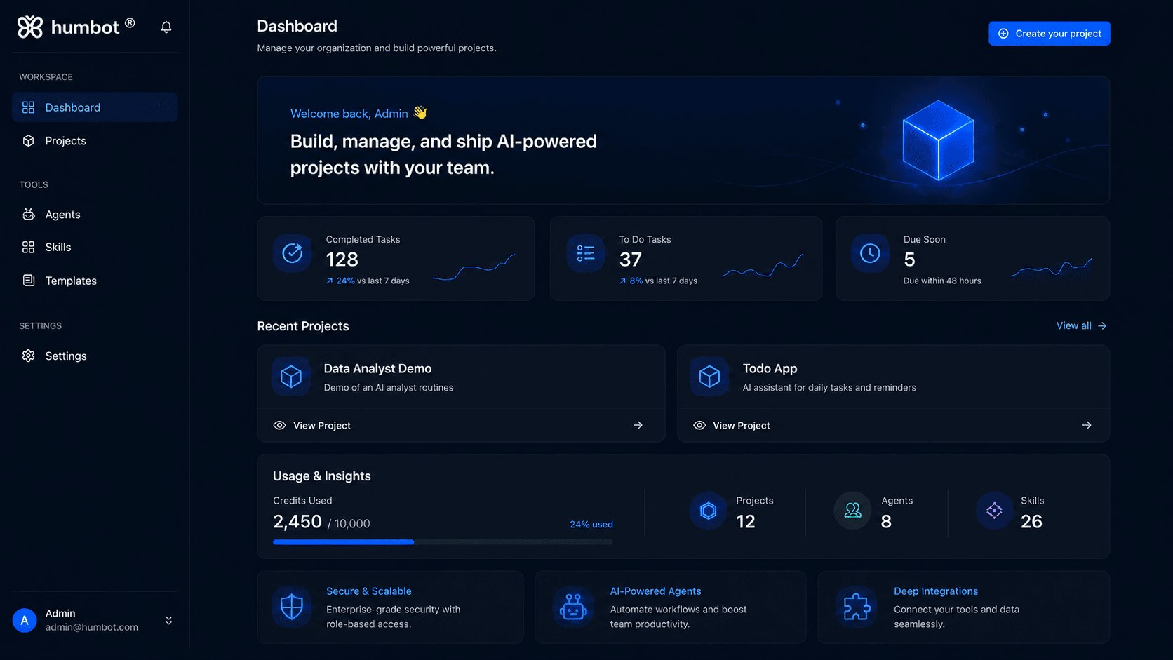 HumBot dashboard